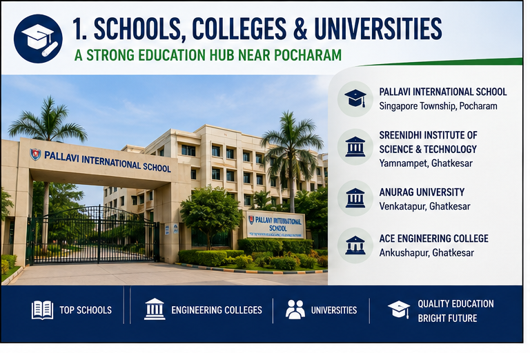 Schools, colleges and universities near Pocharam Hyderabad
